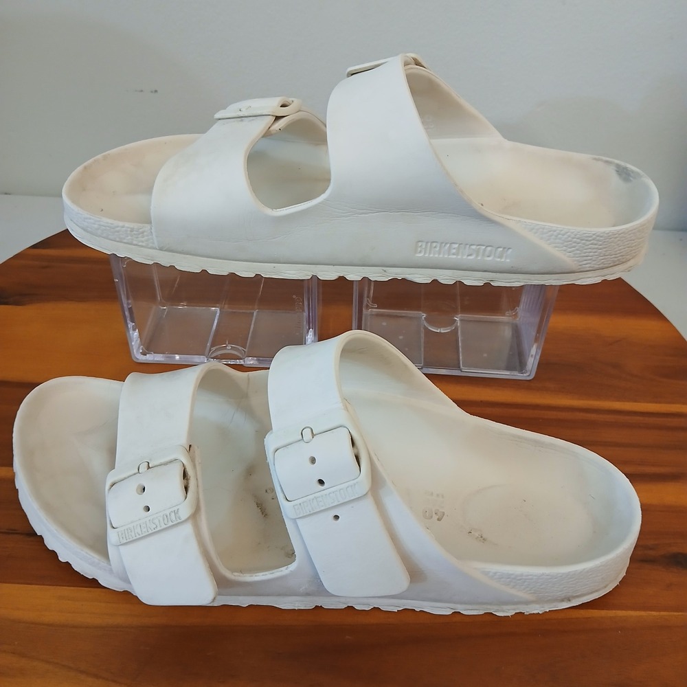 Birkenstock Arizona Women 40 White Slides Sandals Slip On Waterproof